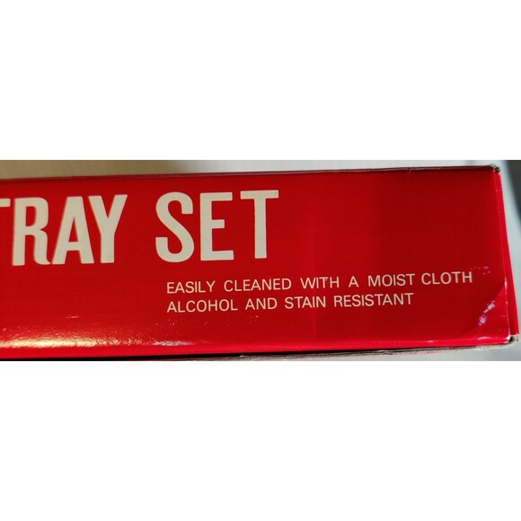 Vintage Asahi Trading Co 3 Piece Lacquerware Tray Set Merry Christmas Made Japan - Picture 7 of 13